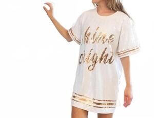 NEW SIMPLY SOUTHERN sequin mini dress in white / gold